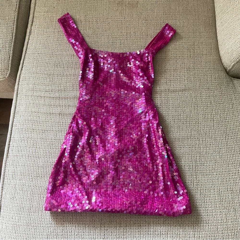 Nite line vintage sequined pink mini dress size 2